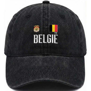Royal Coat of Arms Belgie Crest Graphic Washed Cotton Baseball Cap Traditional Belgium Belgian Flag and Lion Heritage Pride Gift TS02 Print Your Wear
