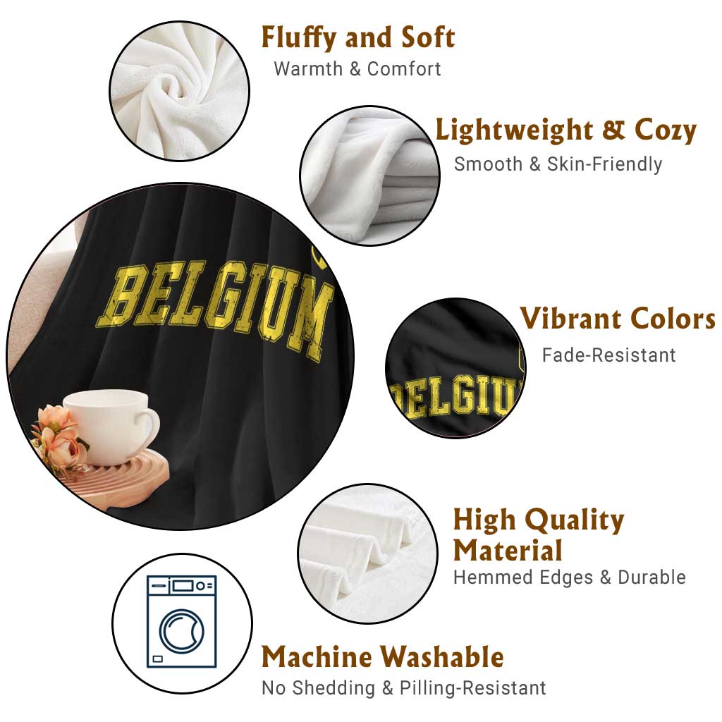 Vintage Belgium Varsity Style Distressed Graphic Throw Blanket Classic Collegiate Belgian Pride TS02 Print Your Wear