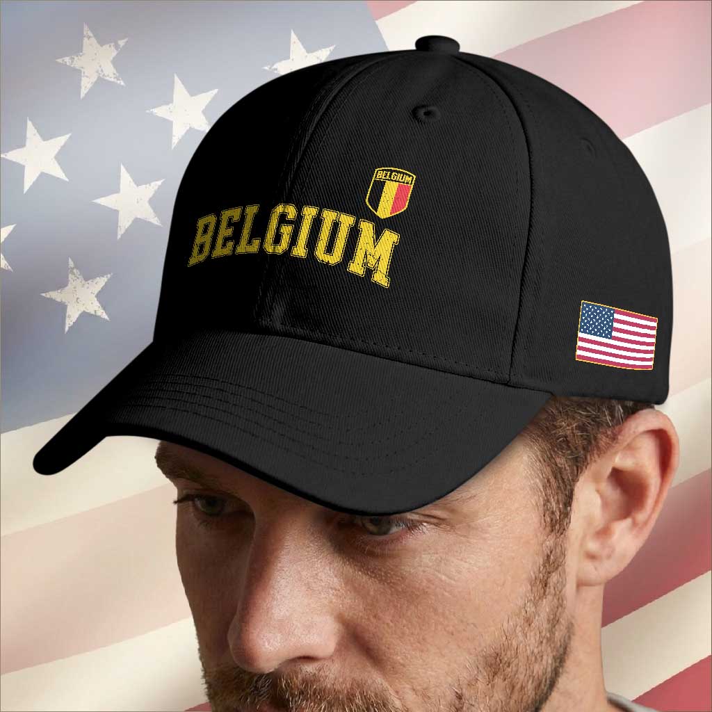 Vintage Belgium Varsity Style Distressed Graphic Baseball Cap Classic Collegiate Belgian Pride TS02 Print Your Wear