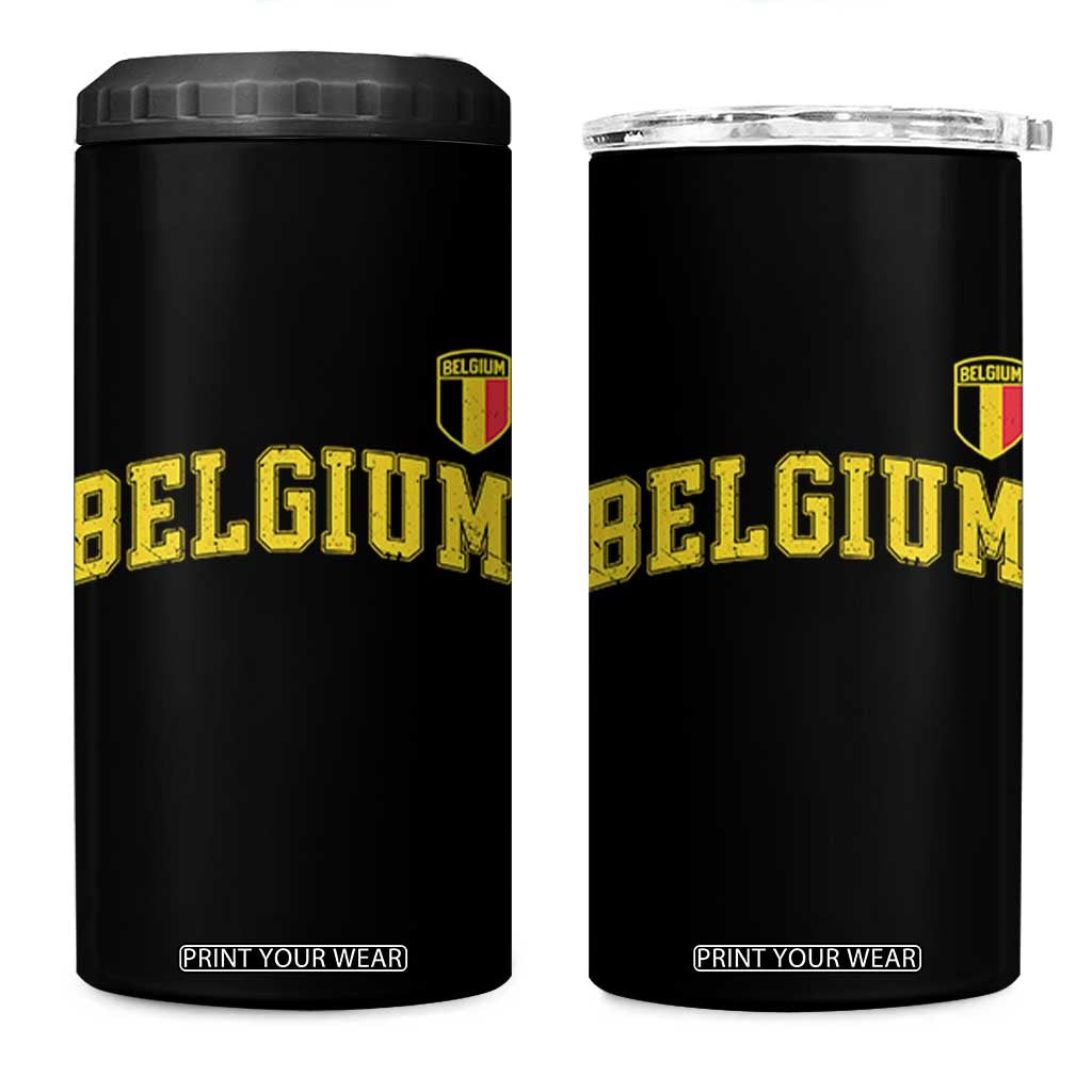 Vintage Belgium Varsity Style Distressed Graphic 4 in 1 Can Cooler Tumbler Classic Collegiate Belgian Pride TS02 One Size: 16 oz Black Print Your Wear