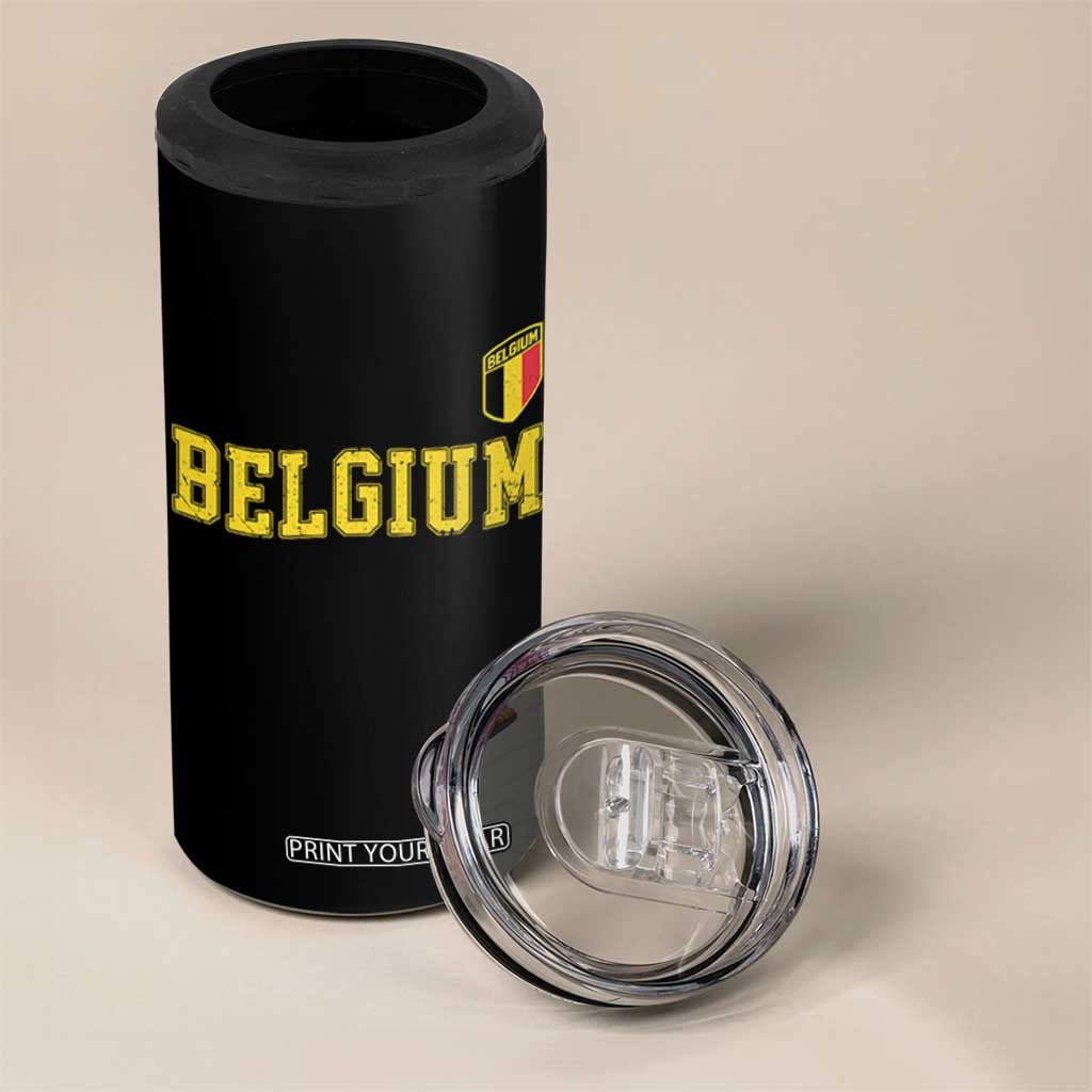 Vintage Belgium Varsity Style Distressed Graphic 4 in 1 Can Cooler Tumbler Classic Collegiate Belgian Pride TS02 Print Your Wear