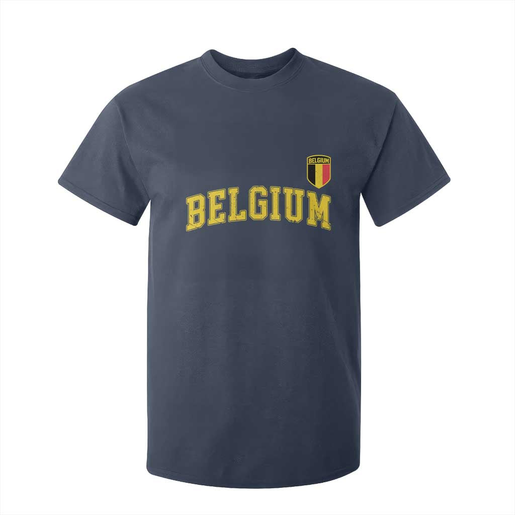 Vintage Belgium Varsity Style Distressed Graphic T Shirt For Kid Classic Collegiate Belgian Pride TS02 Navy Print Your Wear