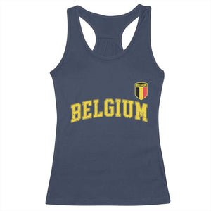 Vintage Belgium Varsity Style Distressed Graphic Racerback Tank Top Classic Collegiate Belgian Pride TS02 Navy Print Your Wear
