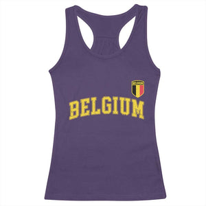 Vintage Belgium Varsity Style Distressed Graphic Racerback Tank Top Classic Collegiate Belgian Pride TS02 Purple Print Your Wear