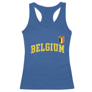 Vintage Belgium Varsity Style Distressed Graphic Racerback Tank Top Classic Collegiate Belgian Pride TS02 Royal Blue Print Your Wear
