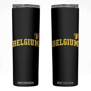 Vintage Belgium Varsity Style Distressed Graphic Skinny Tumbler Classic Collegiate Belgian Pride TS02 Black Print Your Wear