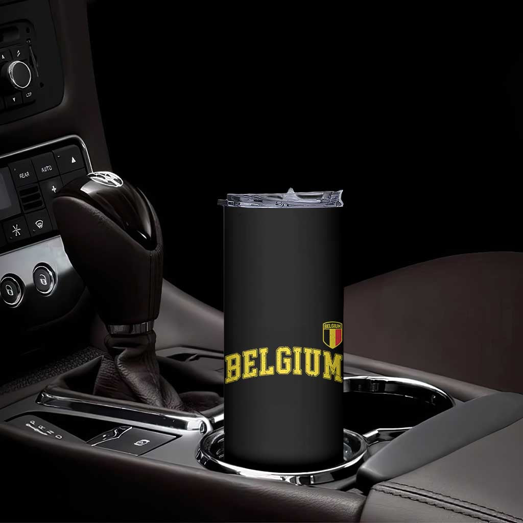 Vintage Belgium Varsity Style Distressed Graphic Skinny Tumbler Classic Collegiate Belgian Pride TS02 Print Your Wear