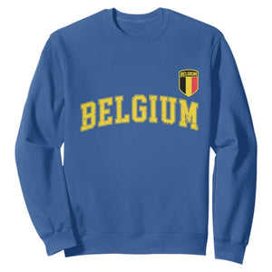 Vintage Belgium Varsity Style Distressed Graphic Sweatshirt Classic Collegiate Belgian Pride TS02 Royal Blue Print Your Wear