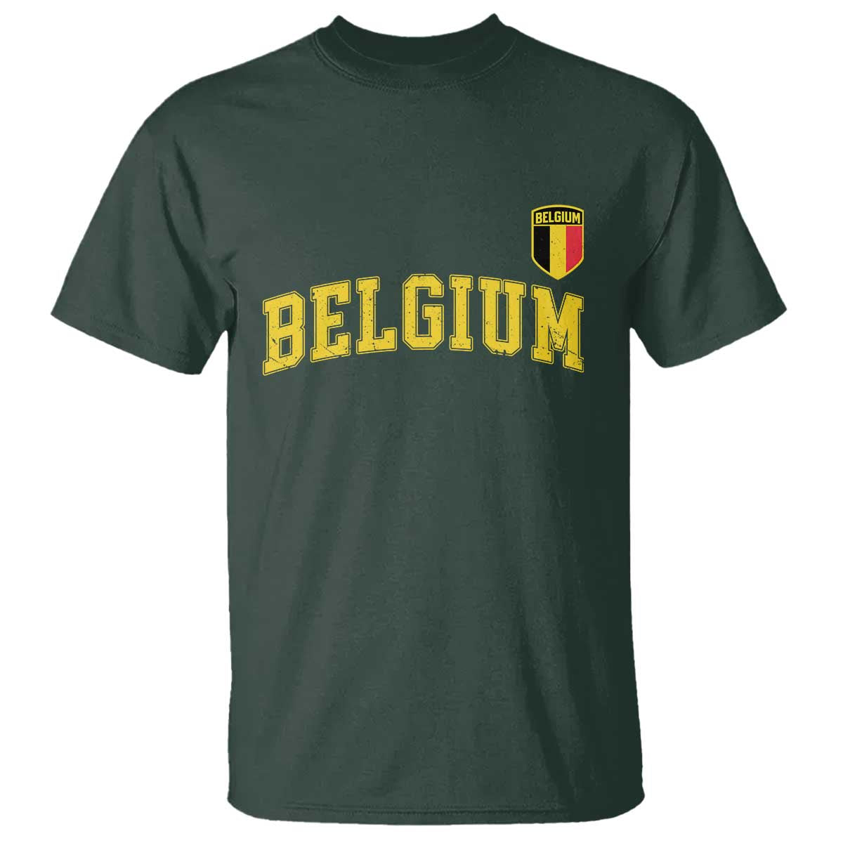 Vintage Belgium Varsity Style Distressed Graphic T Shirt Classic Collegiate Belgian Pride TS02 Dark Forest Green Print Your Wear