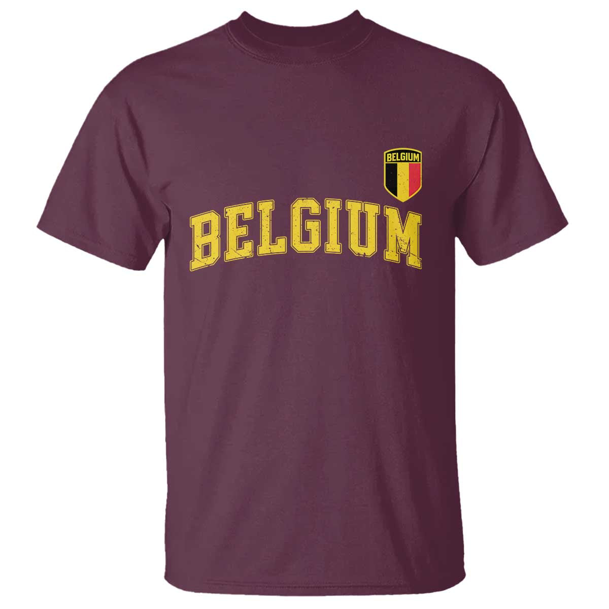 Vintage Belgium Varsity Style Distressed Graphic T Shirt Classic Collegiate Belgian Pride TS02 Maroon Print Your Wear