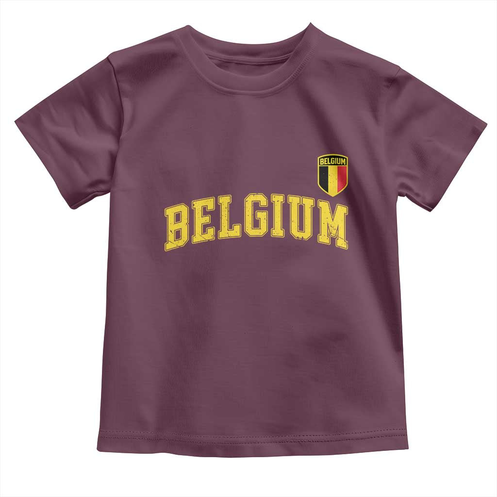 Vintage Belgium Varsity Style Distressed Graphic Toddler T Shirt Classic Collegiate Belgian Pride TS02 Maroon Print Your Wear