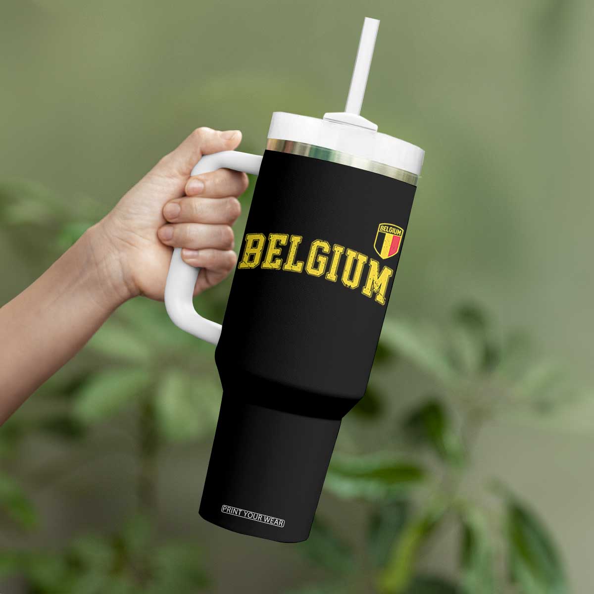 Vintage Belgium Varsity Style Distressed Graphic Tumbler With Handle Classic Collegiate Belgian Pride TS02 Print Your Wear