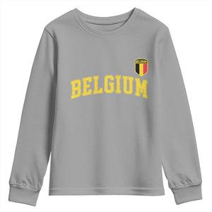 Vintage Belgium Varsity Style Distressed Graphic Youth Sweatshirt Classic Collegiate Belgian Pride TS02 Sport Gray Print Your Wear