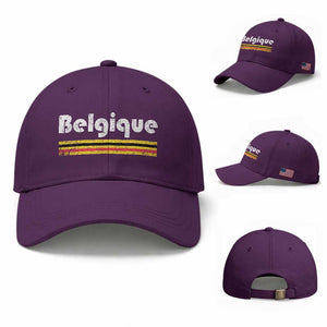 Retro Belgique Belgium Flag Distressed Graphic in French Baseball Cap Proud Belgian Heritage and Country Roots Pride Gift TS02 Baseball Cap Universal Fit Purple Print Your Wear