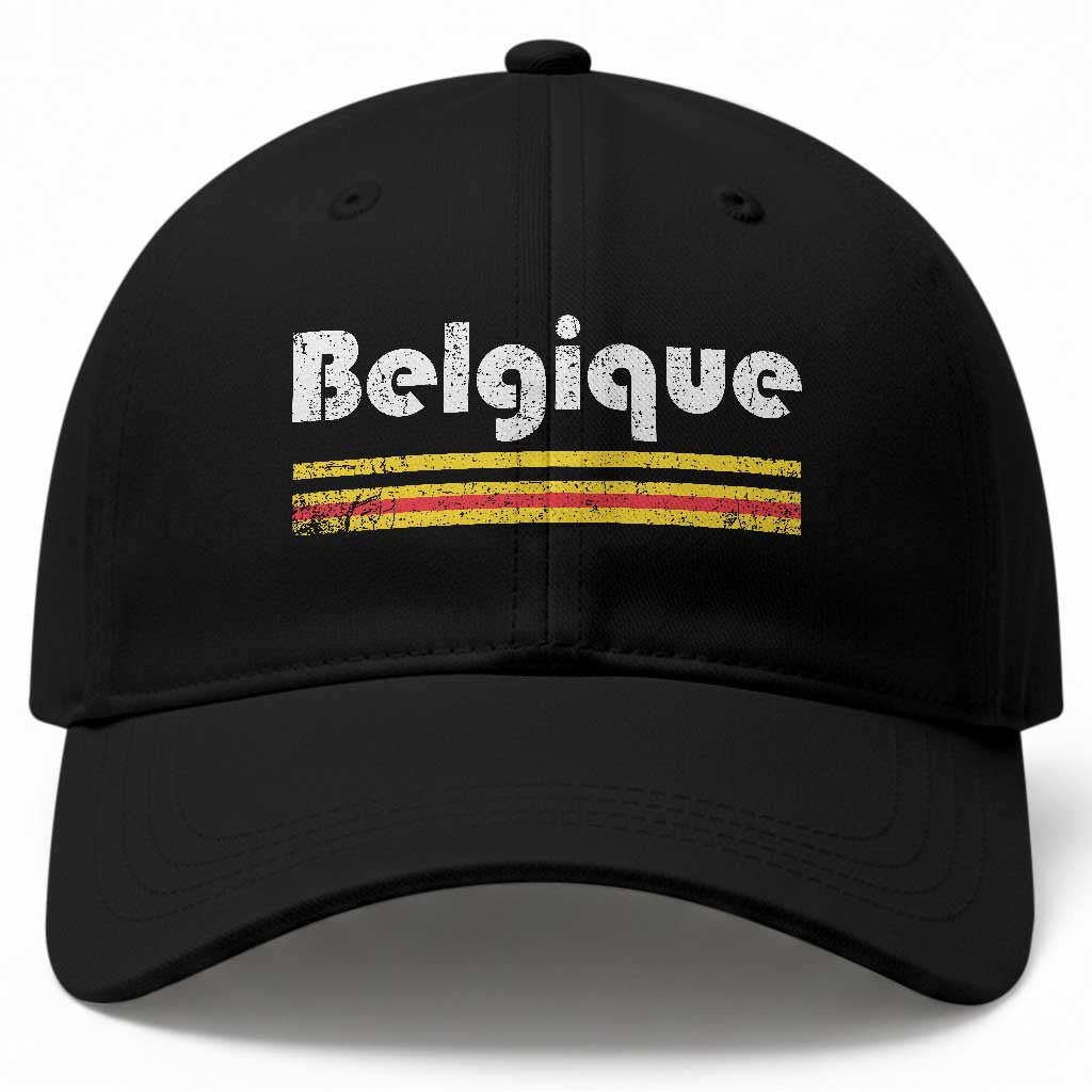 Retro Belgique Belgium Flag Distressed Graphic in French Baseball Cap Proud Belgian Heritage and Country Roots Pride Gift TS02 Print Your Wear