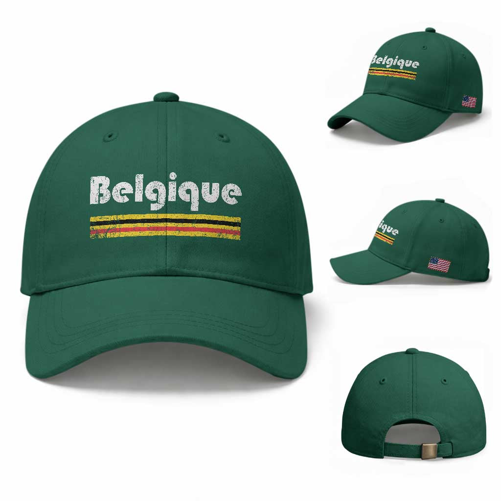 Retro Belgique Belgium Flag Distressed Graphic in French Baseball Cap Proud Belgian Heritage and Country Roots Pride Gift TS02 Baseball Cap Universal Fit Irish Green Print Your Wear