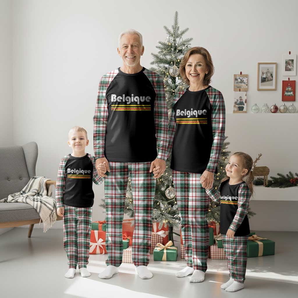 Retro Belgique Belgium Flag Distressed Graphic in French Plaid Pajama Set Proud Belgian Heritage and Country Roots Pride Gift TS02 Christmas Plaid Print Your Wear
