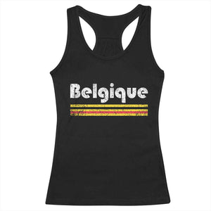 Retro Belgique Belgium Flag Distressed Graphic in French Racerback Tank Top Proud Belgian Heritage and Country Roots Pride Gift TS02 Black Print Your Wear