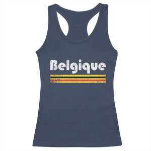Retro Belgique Belgium Flag Distressed Graphic in French Racerback Tank Top Proud Belgian Heritage and Country Roots Pride Gift TS02 Navy Print Your Wear
