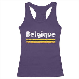 Retro Belgique Belgium Flag Distressed Graphic in French Racerback Tank Top Proud Belgian Heritage and Country Roots Pride Gift TS02 Purple Print Your Wear