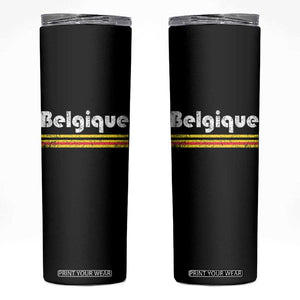 Retro Belgique Belgium Flag Distressed Graphic in French Skinny Tumbler Proud Belgian Heritage and Country Roots Pride Gift TS02 Black Print Your Wear