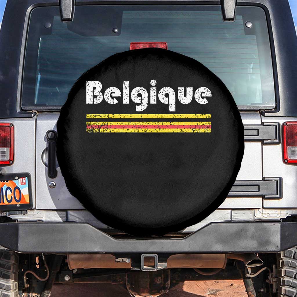 Retro Belgique Belgium Flag Distressed Graphic in French Spare Tire Cover Proud Belgian Heritage and Country Roots Pride Gift TS02 No hole Black Print Your Wear