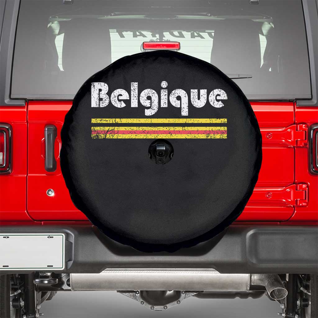 Retro Belgique Belgium Flag Distressed Graphic in French Spare Tire Cover Proud Belgian Heritage and Country Roots Pride Gift TS02 Black Print Your Wear