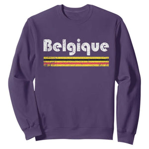 Retro Belgique Belgium Flag Distressed Graphic in French Sweatshirt Proud Belgian Heritage and Country Roots Pride Gift TS02 Purple Print Your Wear