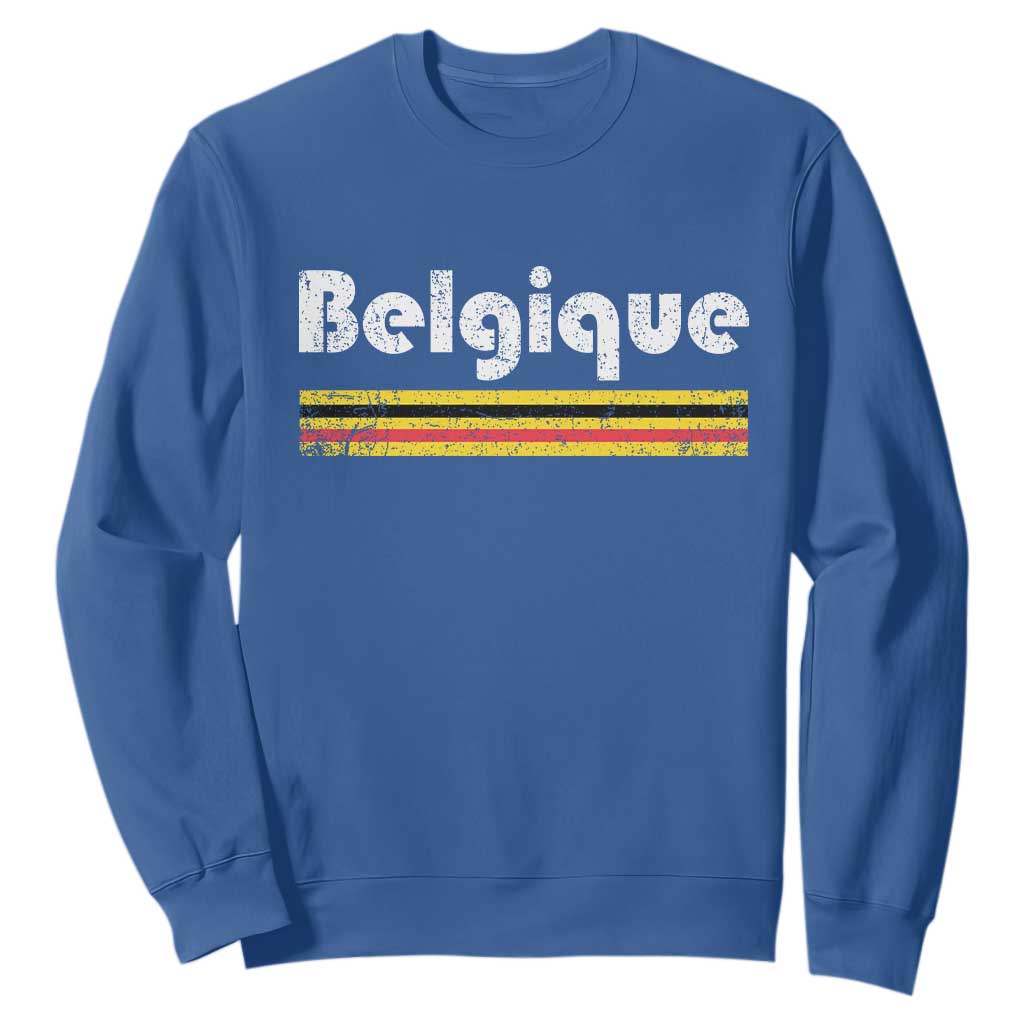Retro Belgique Belgium Flag Distressed Graphic in French Sweatshirt Proud Belgian Heritage and Country Roots Pride Gift TS02 Royal Blue Print Your Wear