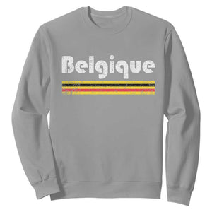 Retro Belgique Belgium Flag Distressed Graphic in French Sweatshirt Proud Belgian Heritage and Country Roots Pride Gift TS02 Sport Gray Print Your Wear