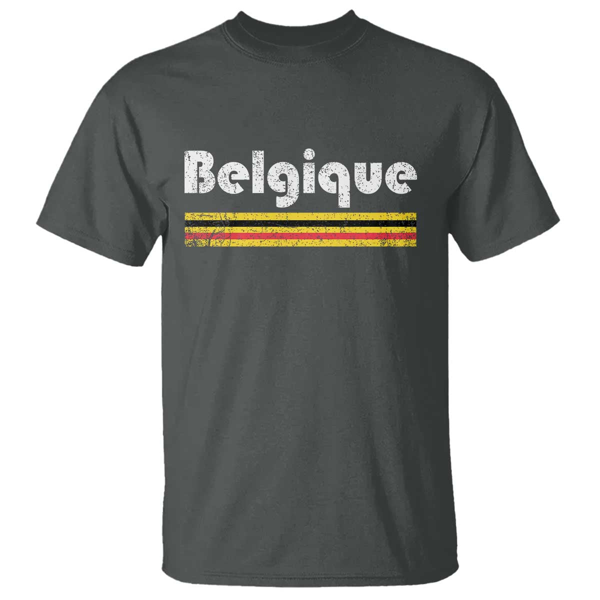 Retro Belgique Belgium Flag Distressed Graphic in French T Shirt Proud Belgian Heritage and Country Roots Pride Gift TS02 Dark Heather Print Your Wear