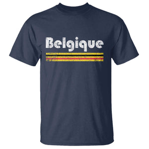 Retro Belgique Belgium Flag Distressed Graphic in French T Shirt Proud Belgian Heritage and Country Roots Pride Gift TS02 Navy Print Your Wear