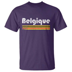 Retro Belgique Belgium Flag Distressed Graphic in French T Shirt Proud Belgian Heritage and Country Roots Pride Gift TS02 Purple Print Your Wear