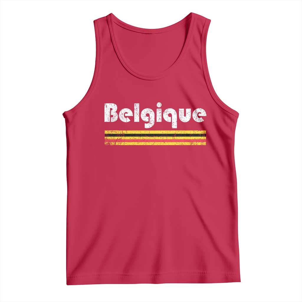 Retro Belgique Belgium Flag Distressed Graphic in French Tank Top Proud Belgian Heritage and Country Roots Pride Gift TS02 Red Print Your Wear