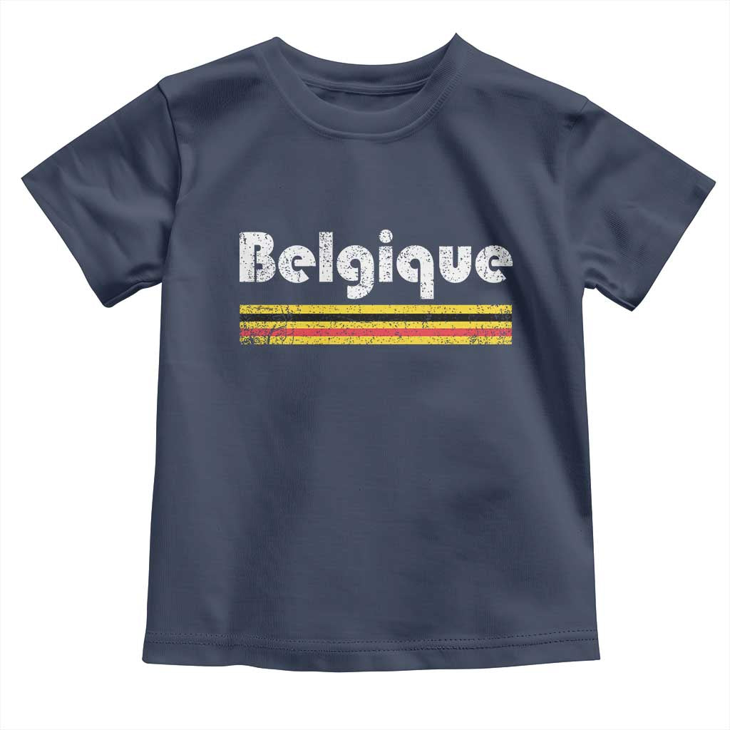 Retro Belgique Belgium Flag Distressed Graphic in French Toddler T Shirt Proud Belgian Heritage and Country Roots Pride Gift TS02 Navy Print Your Wear