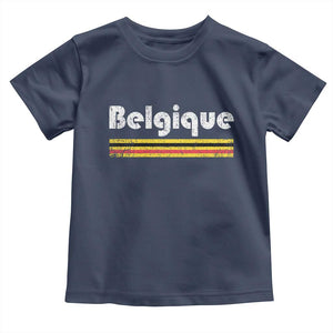 Retro Belgique Belgium Flag Distressed Graphic in French Toddler T Shirt Proud Belgian Heritage and Country Roots Pride Gift TS02 Navy Print Your Wear