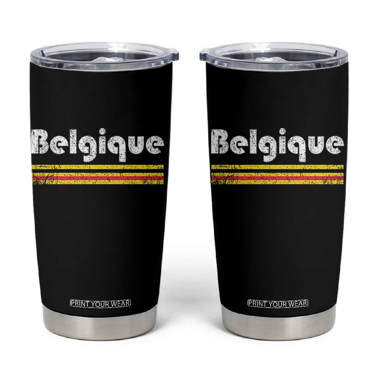 Retro Belgique Belgium Flag Distressed Graphic in French Tumbler Cup Proud Belgian Heritage and Country Roots Pride Gift TS02 Black Print Your Wear