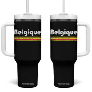 Retro Belgique Belgium Flag Distressed Graphic in French Tumbler With Handle Proud Belgian Heritage and Country Roots Pride Gift TS02 One Size: 40 oz Black Print Your Wear
