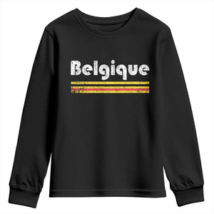 Retro Belgique Belgium Flag Distressed Graphic in French Youth Sweatshirt Proud Belgian Heritage and Country Roots Pride Gift TS02 Black Print Your Wear