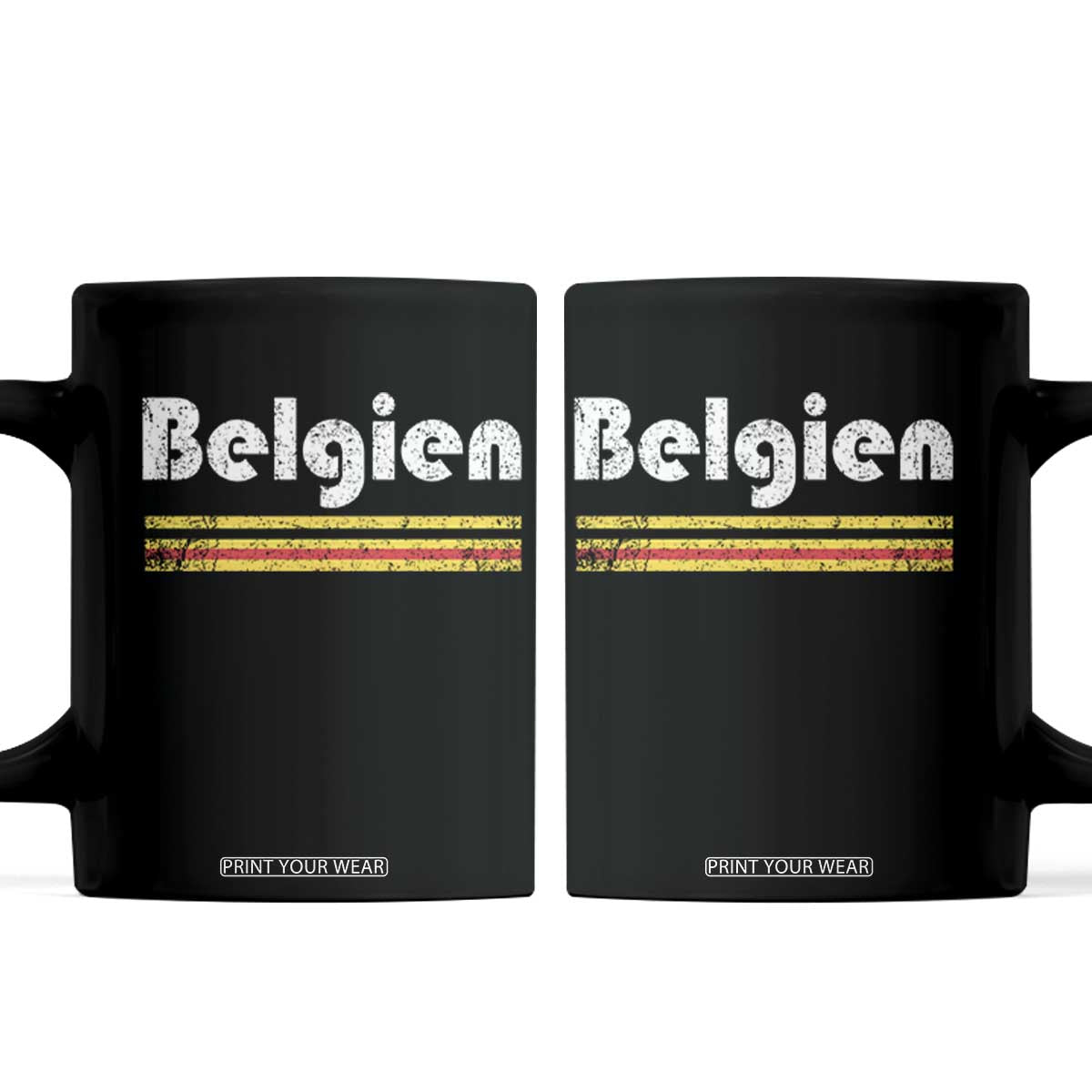 Retro Belgien Belgium Flag Distressed Graphic in German Coffee Mug Proud Belgian Heritage and Country Roots Pride Gift TS02 Black Print Your Wear