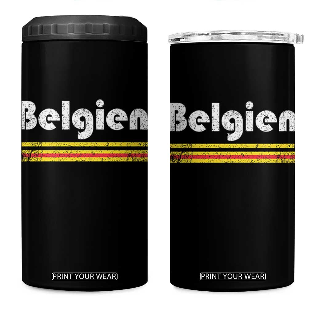 Retro Belgien Belgium Flag Distressed Graphic in German 4 in 1 Can Cooler Tumbler Proud Belgian Heritage and Country Roots Pride Gift TS02 One Size: 16 oz Black Print Your Wear