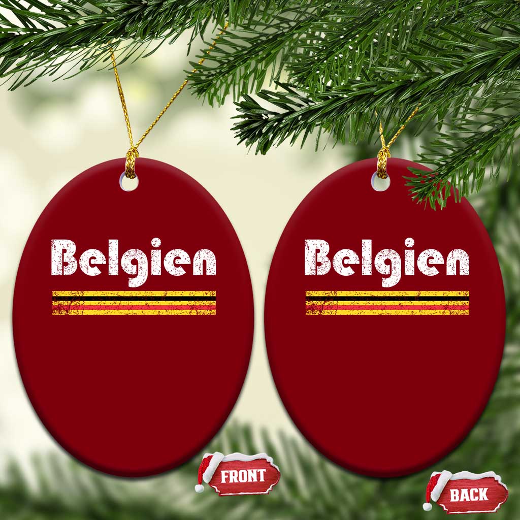 Retro Belgien Belgium Flag Distressed Graphic in German Ceramic Ornament Proud Belgian Heritage and Country Roots Pride Gift TS02 Print Your Wear