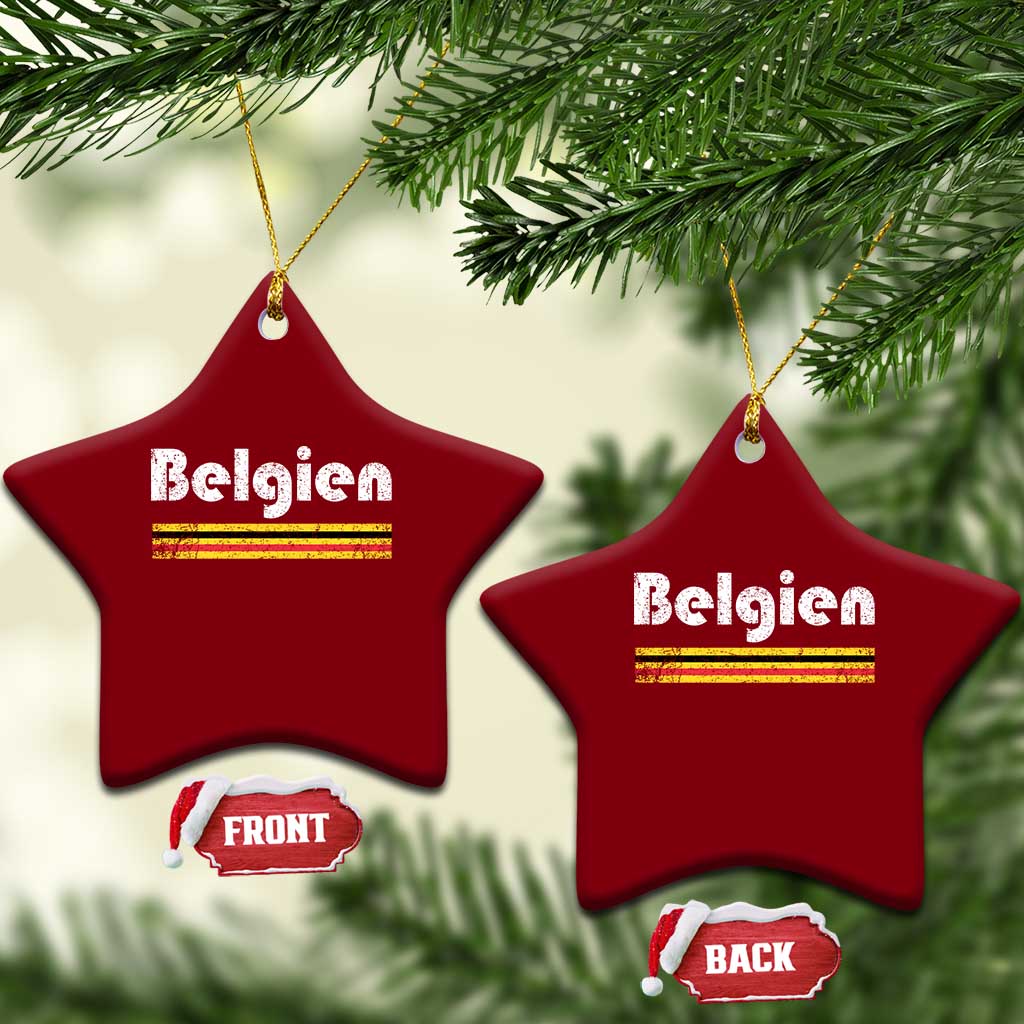 Retro Belgien Belgium Flag Distressed Graphic in German Ceramic Ornament Proud Belgian Heritage and Country Roots Pride Gift TS02 Print Your Wear