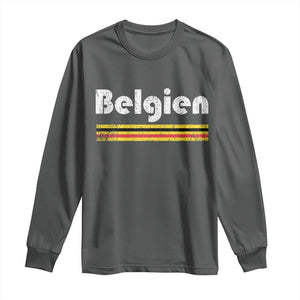 Retro Belgien Belgium Flag Distressed Graphic in German Long Sleeve Shirt Proud Belgian Heritage and Country Roots Pride Gift TS02 Dark Heather Print Your Wear