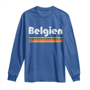 Retro Belgien Belgium Flag Distressed Graphic in German Long Sleeve Shirt Proud Belgian Heritage and Country Roots Pride Gift TS02 Royal Blue Print Your Wear