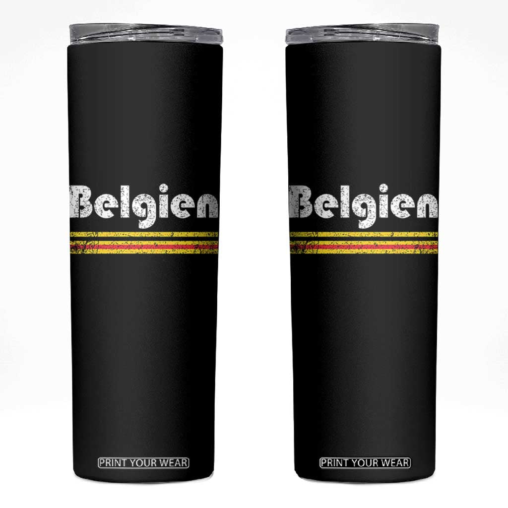 Retro Belgien Belgium Flag Distressed Graphic in German Skinny Tumbler Proud Belgian Heritage and Country Roots Pride Gift TS02 Black Print Your Wear