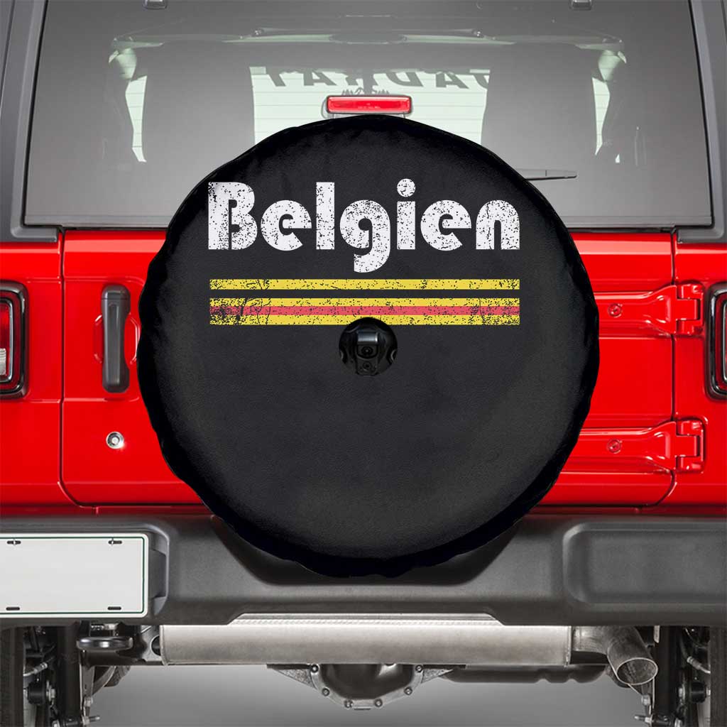 Retro Belgien Belgium Flag Distressed Graphic in German Spare Tire Cover Proud Belgian Heritage and Country Roots Pride Gift TS02 Black Print Your Wear