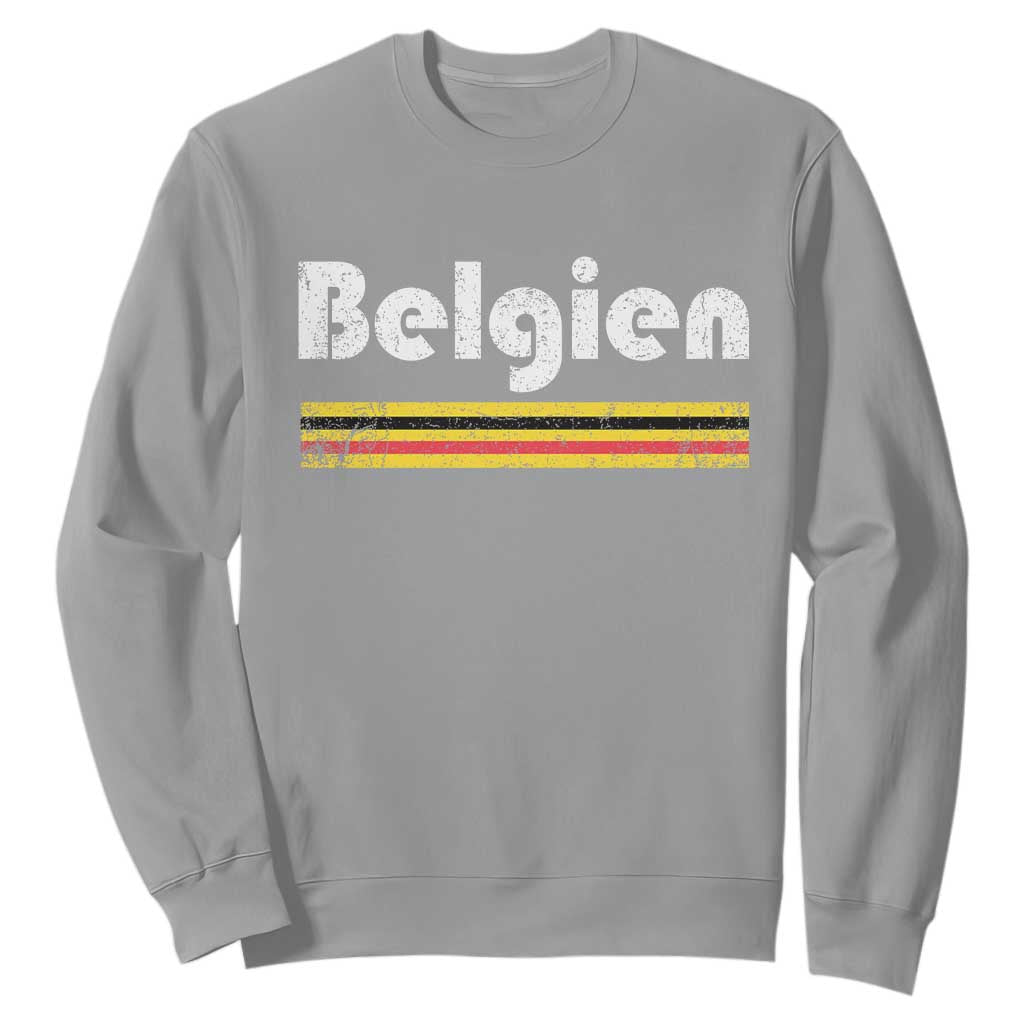 Retro Belgien Belgium Flag Distressed Graphic in German Sweatshirt Proud Belgian Heritage and Country Roots Pride Gift TS02 Sport Gray Print Your Wear
