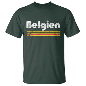 Retro Belgien Belgium Flag Distressed Graphic in German T Shirt Proud Belgian Heritage and Country Roots Pride Gift TS02 Dark Forest Green Print Your Wear
