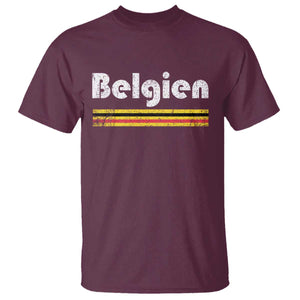 Retro Belgien Belgium Flag Distressed Graphic in German T Shirt Proud Belgian Heritage and Country Roots Pride Gift TS02 Maroon Print Your Wear